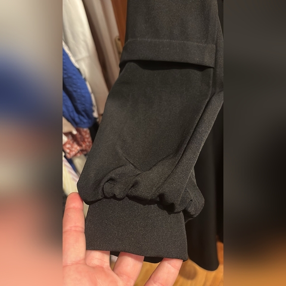 Junees Black Midi Dress Long Sleeve with White Stripe Pattern - Picture 3 of 5